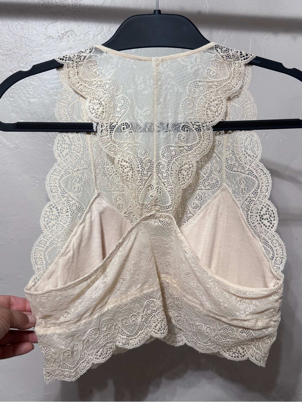 Racerback Lace Bralette in Light Cream - Picture 7 of 10